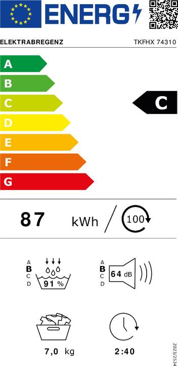Energie-Label Elektrabregenz TKFHX 74310 Trockner Stand 7kg A+++ (7 kg, Rechts)