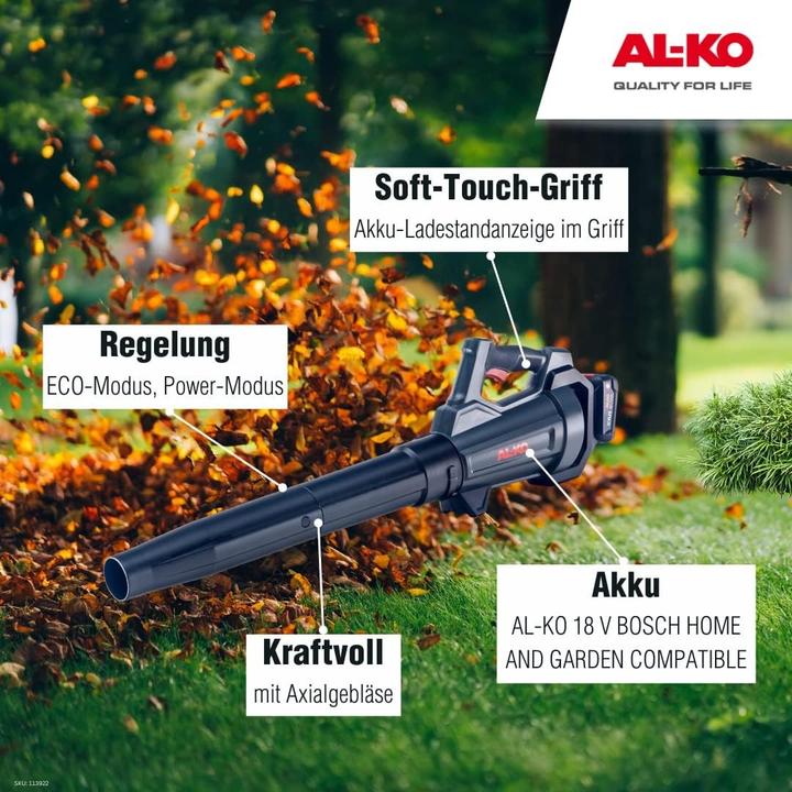 Actual product image AL-KO Battery Leaf Blower LB 1860, 18 V (Rechargeable battery operated, Leaf blower)