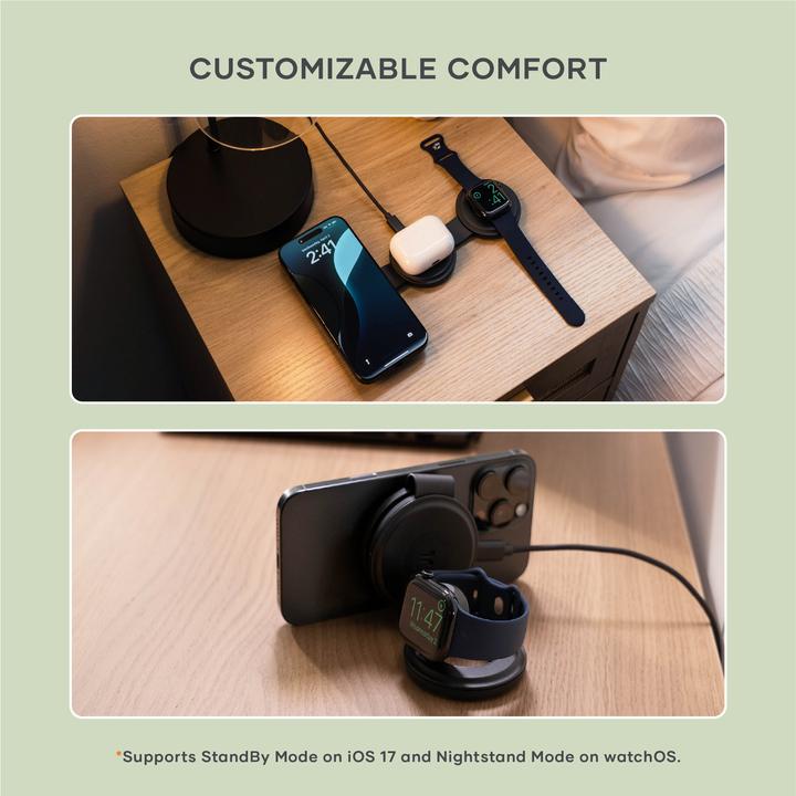 Immagine prodotto Satechi Caricabatterie wireless OntheGo 3-in-1 con Qi2 (15 W)