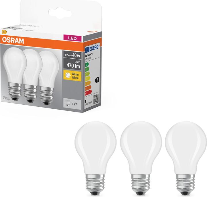 Produktbild Osram Led Base Classic P (E27, 470 lm, 3x)