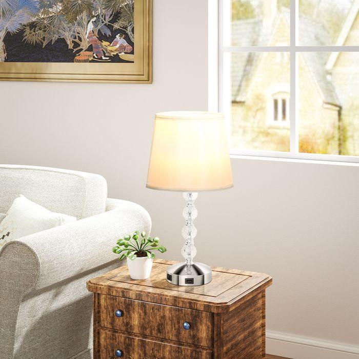 Produktbild Swisshandel24 Tischlampe LED Tischleuchte USB Aufladbar, Nachttischlampe, Lampensockel E27, silber (E27)