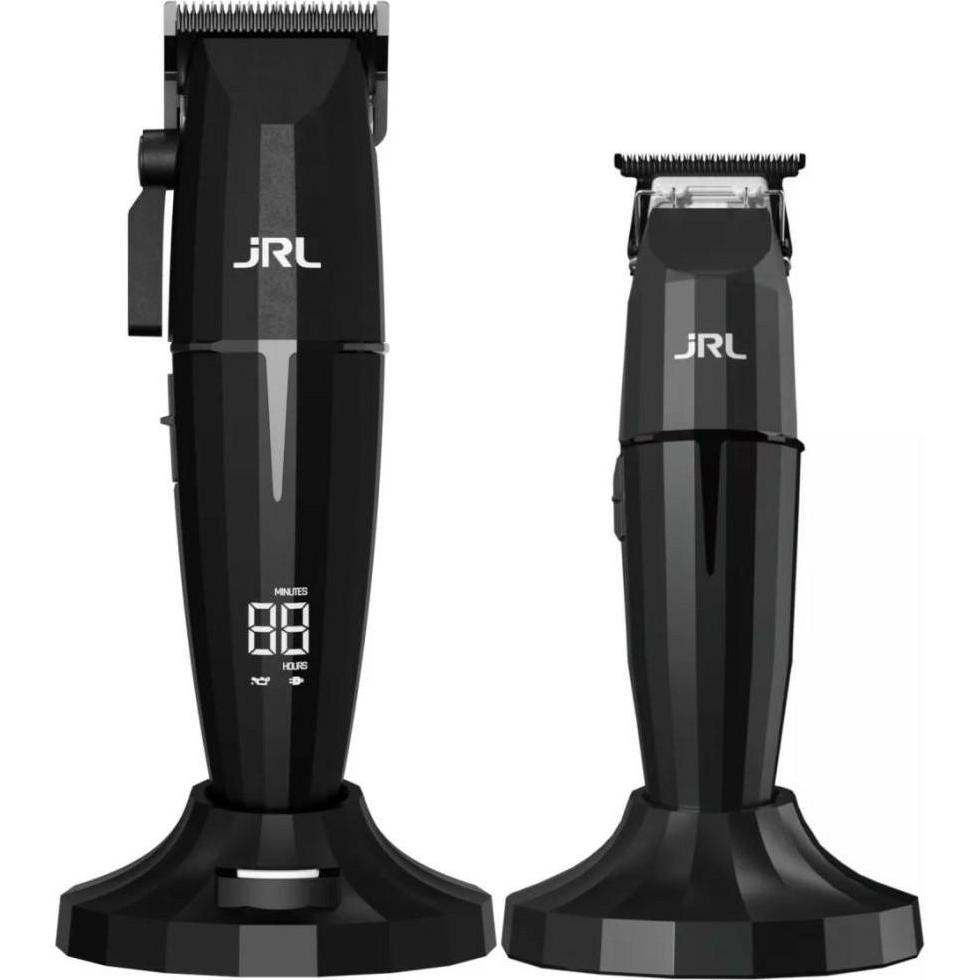 JRL, Regolabarba + Tagliacapelli, Set 2-in-1 Onyx Clipper + Onyx Trimmer with Two Charging Stations black