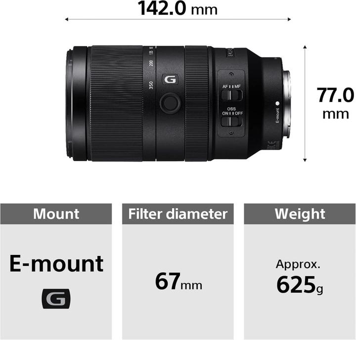 Actual product image Sony E 70-350mm f/4.5-6.3 G OSS (Sony E, APS-C / DX)