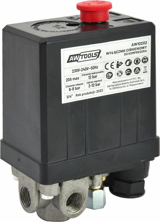 Actual product image Awtools WYŁĄCZNIK CIŚNIENIOWY KOMPRESORA 230V 3 WEJŚCIE 1/4"