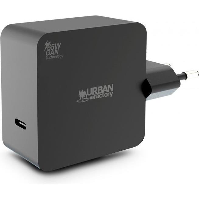 Thumbnail - Urban Factory 65watts USB-C Wall Charger With Gan Technology - 1x USB-C Input (65 W), USB Ladegerät, Schwarz