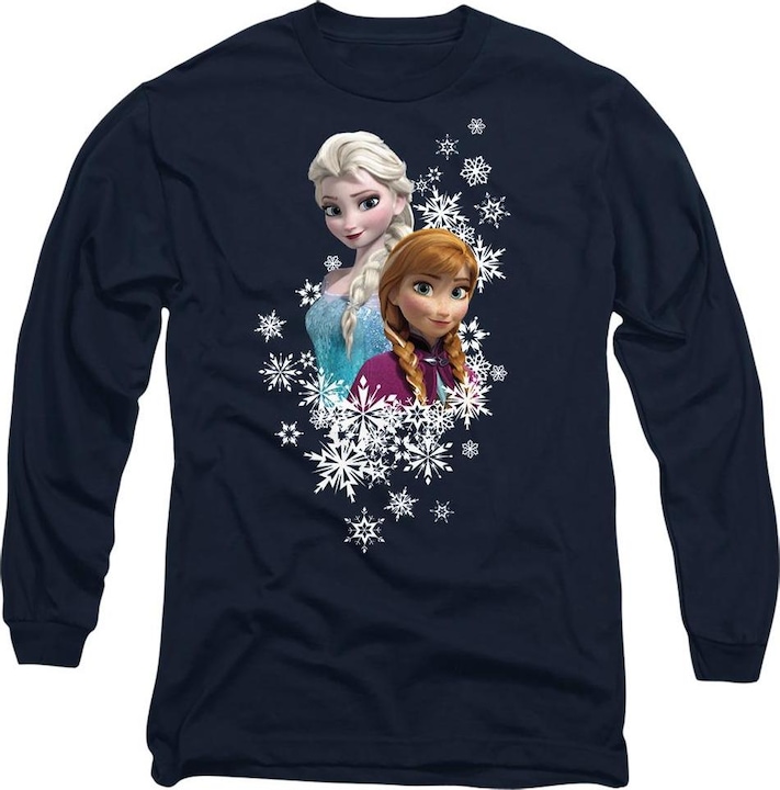 Actual product image Disney Frozen Unisex Adult Anna And Elsa Snowflake Portrait T-Shirt (S)