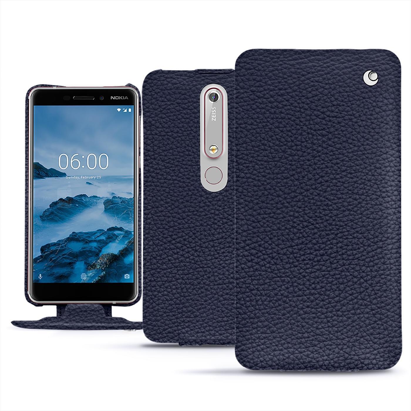 Noreve Lederschutzhülle vertikal (Nokia 6 (2018)), Smartphone Hülle, Violett