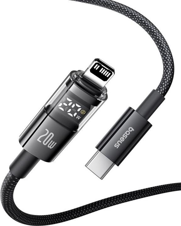 Image du produit Baseus Câble USB-C vers Lightning Display 2, 20W, 2.4A, 2m, Noir (2 m, USB 2.0, 20 W)