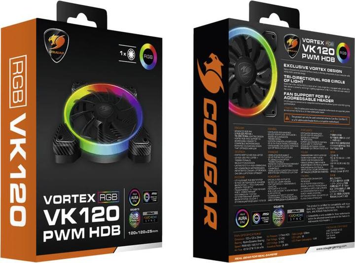 Immagine prodotto Cougar Ventilatore di bocchette Vortex VK RGB 12cm (Noir) (120 mm, 1x)
