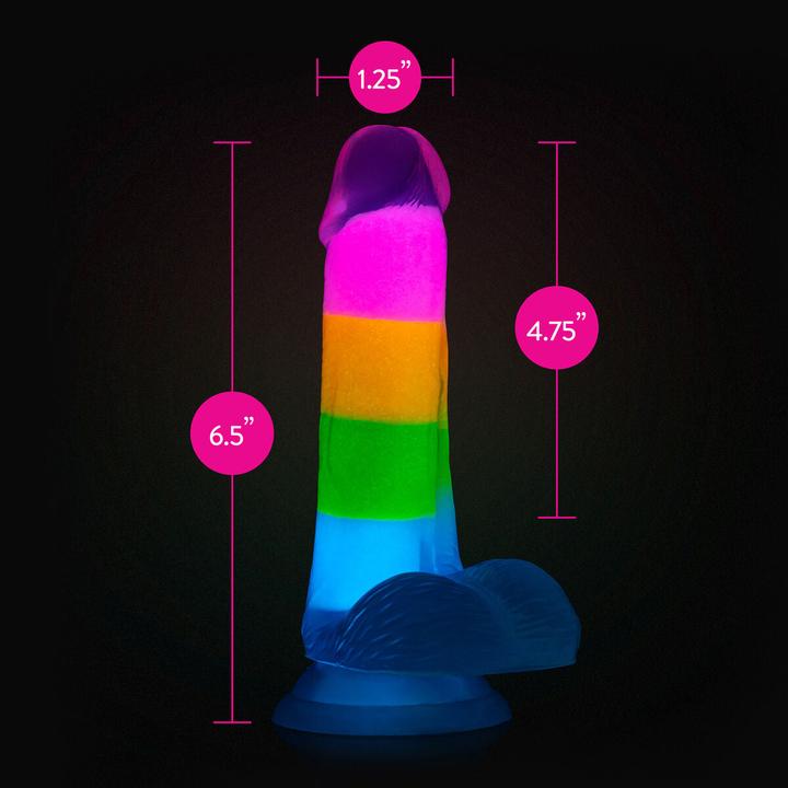 Produktbild Blush neo elite glow in the dark rainbow rave 6.5 inch silicone dual density dildo multicolored