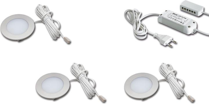 Hera 61056938002 LED-Einbauleuchten-Set, Metall, Edelstahl-optik, 6,8 x 6,8 x 1,5 cm