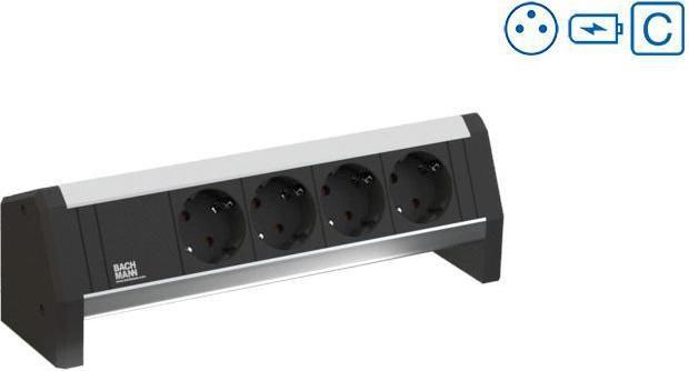 Immagine prodotto Bachmann Scrivania 1 - 2 prese AC - interno - tipo E - alluminio - plastica - 281 mm - 1 pz. (2x, CEE 7/5, 1 m)