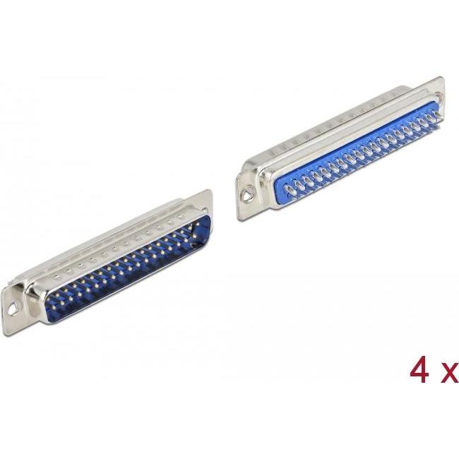 Delock D-Sub 37 Pin Stecker Metall, Lötversion, 4 Stück, Elektronikkabel + Stecker, Blau