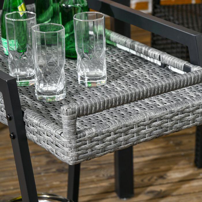 Produktbild Swisshandel24 Grillwagen BBQ-Wagen Servierwagen, 1 Ablage, PE-Rattan, 79cmx52cmx82cm, Grau