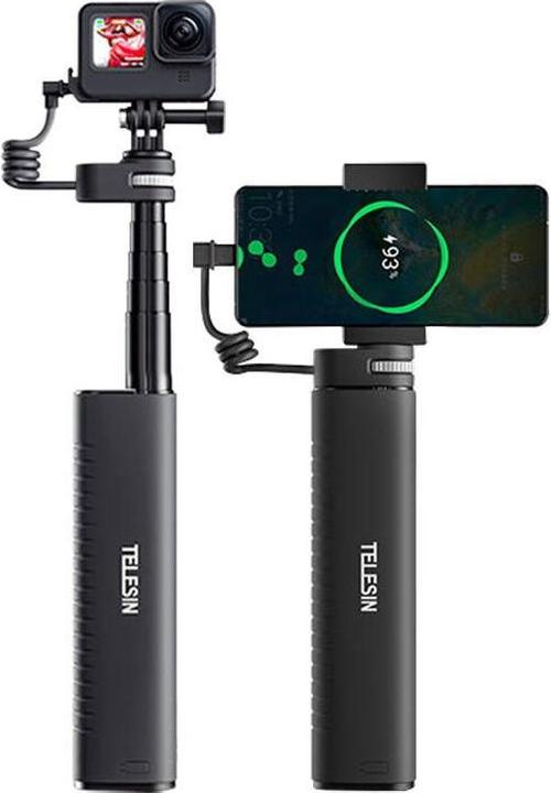 Actual product image Telesin Power grip selfie stick (With power bank) TE-CSS-001