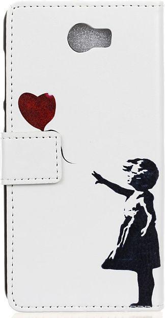 Produktbild MU Style Leder Flip Case mit Mädchen und fliegender Ballon (Huawei Y6 II Compact)