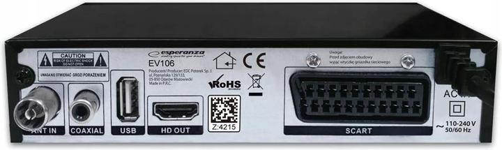 Esperanza EV106R TV set-top box Cable Black (DVB-T2)