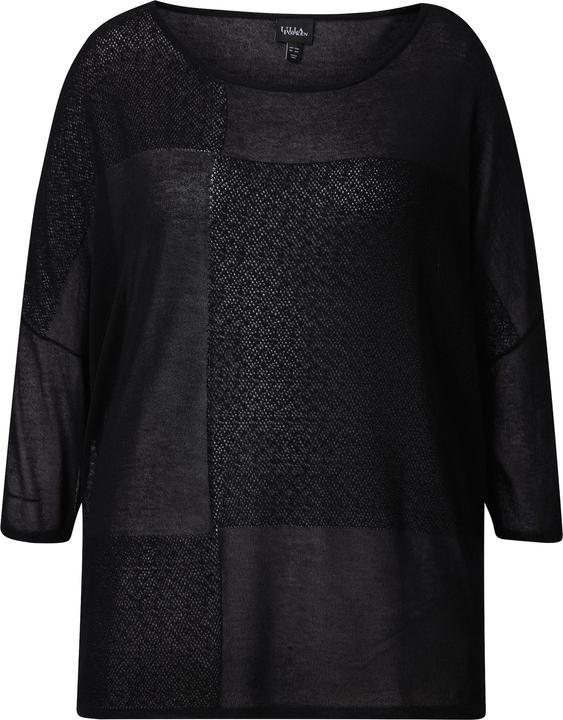 Actual product image Ulla Popken Openwork Checked Long Sleeve Sweater (46, 48)