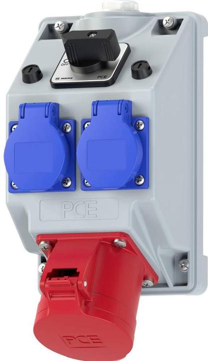 PCE PC Electric 160825521 Steckdosen-Verteiler Grau, Blau, Rot (2x, CEE 7/3, CEE 7/4)