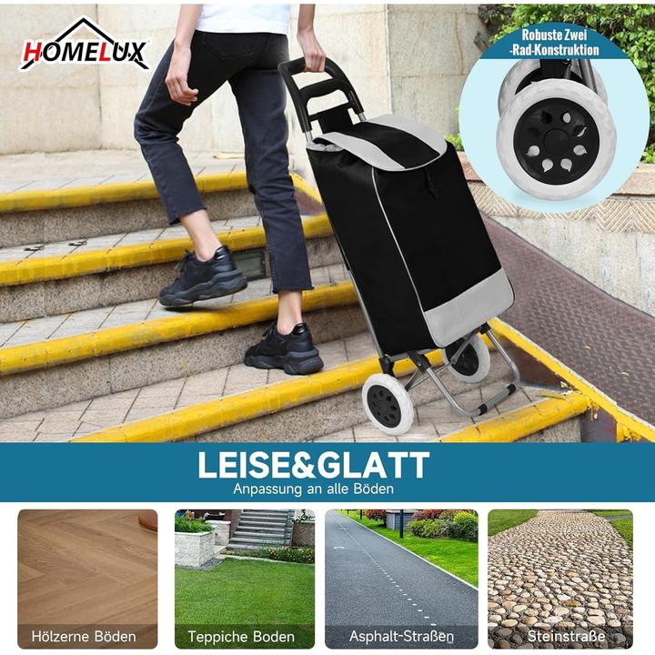 Image du produit ASMI Einkaufstrolley, Shopping Trolley, Einkaufswagen mit Rädern Schwarz, Grau