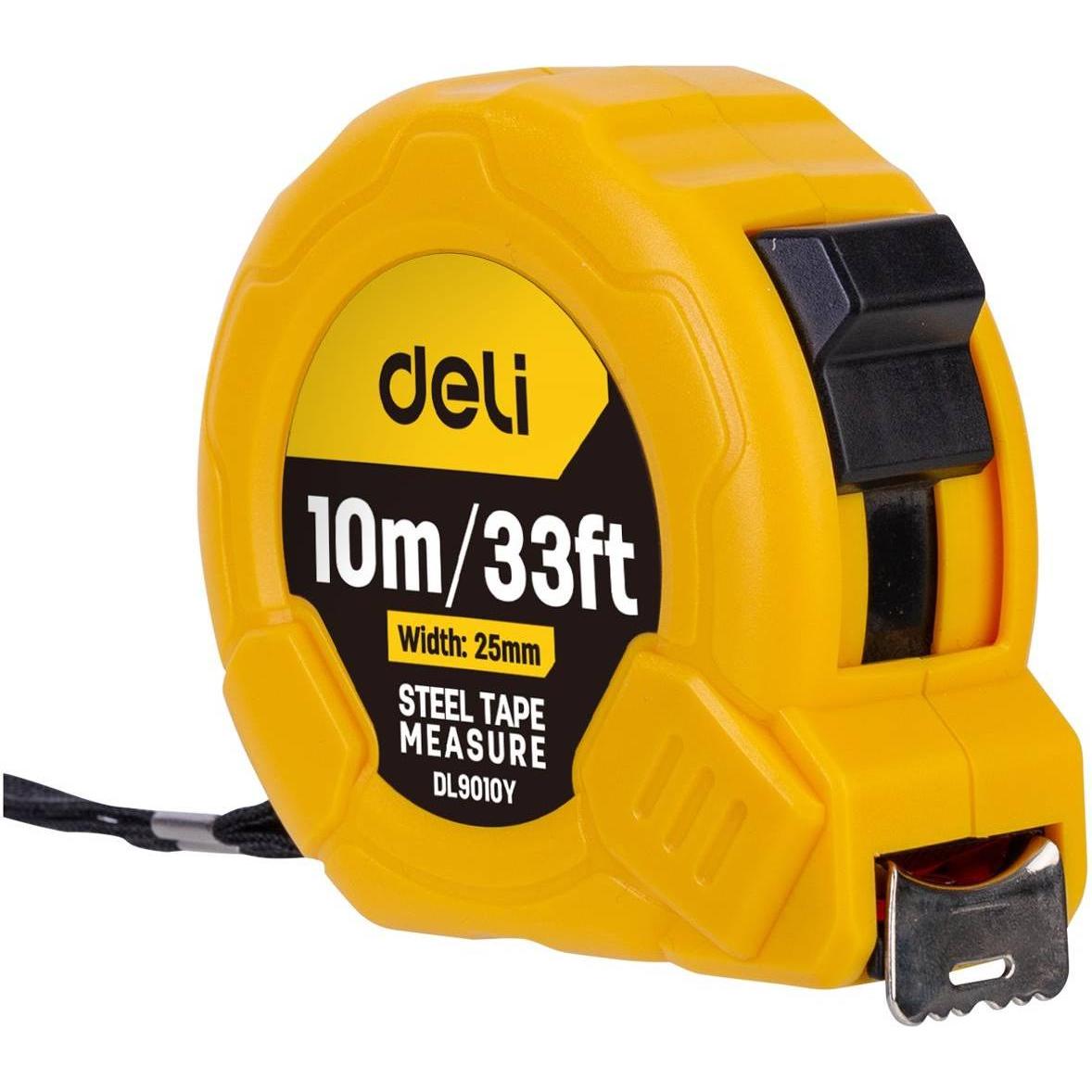 Deli Tools, Längenmesswerkzeug, Steel Measuring Tape 10m/25mm EDL9010Y (yellow)