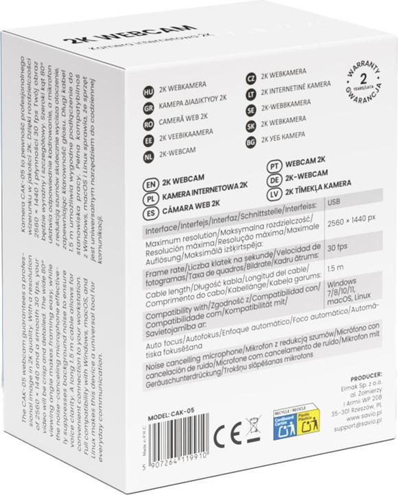 Produktbild Savio CAK-05 Webcam 3 7 MP 2560 x 1440 Pixel USB Schwarz (3.70 Mpx)