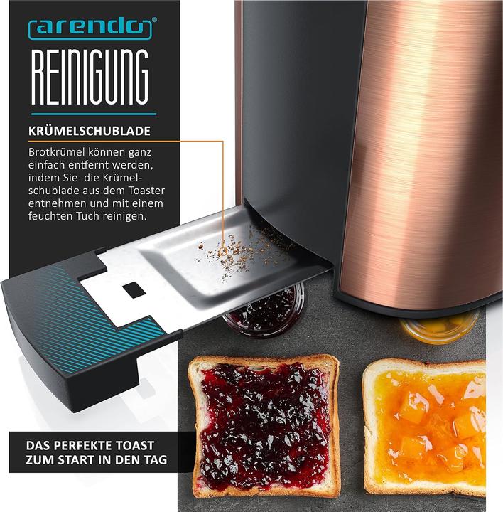 Image du produit Arendo Langschlitz Toaster mit Brötchenaufsatz
