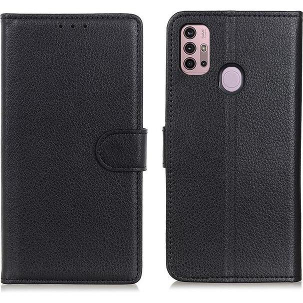 Thumbnail - MU Classic Litchi Leder Bookcover Series (Motorola Moto G30, Motorola Moto G10), Smartphone Hülle, Schwarz