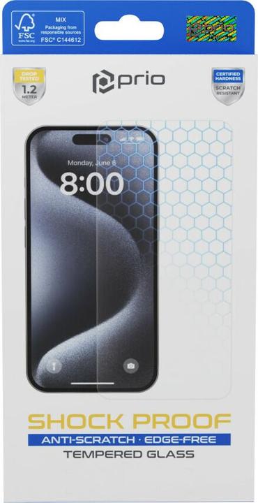 Image du produit prio Verre trempé anti-rayures pour iPhone 16/15/15 Pro (6,1 pouces) clair (1 pcs, Apple iPhone 15, Apple iPhone 15 Pro, Apple iPhone 16)