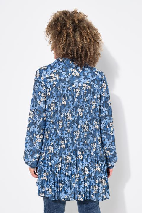 Produktbild Ulla Popken Plissee-Bluse, Blüten, A-Linie, Hemdkragen, Langarm (50, 52)
