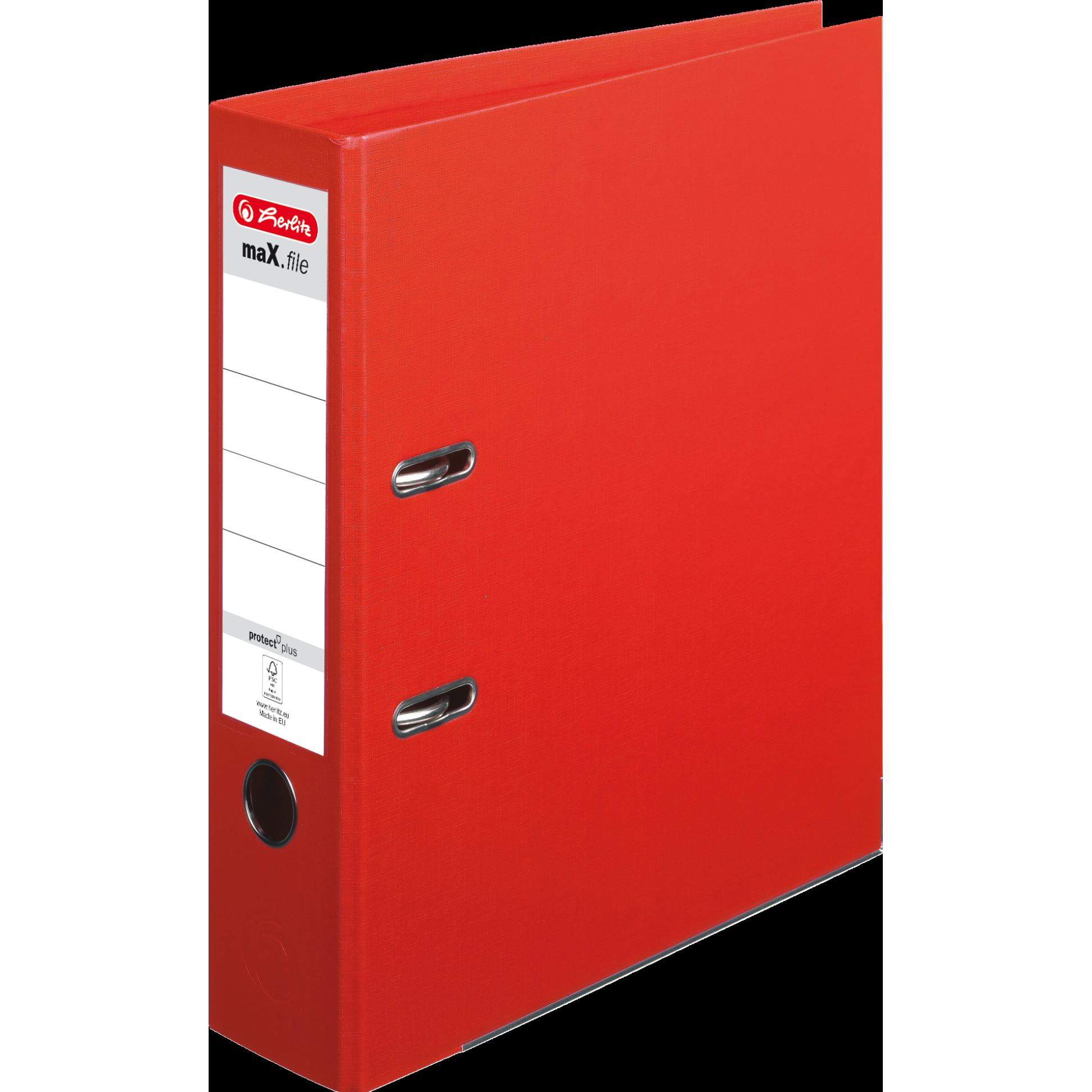 Herlitz, Ordner, Ordner maX.file protect plus, Rückenbr.: 80 mm, rot DIN A4, Voll-PP-Kunststoffbezug, Kantenschutz, E (A...