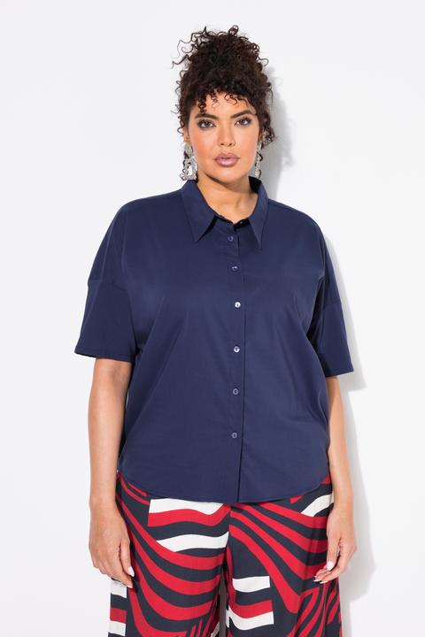 Produktbild Ulla Popken Popeline-Bluse, Boxy, Hemdkragen, Halbarm (60)