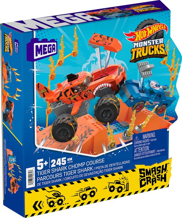 Produktbild Mega Construx Hot Wheels Monster Trucks Tiger Shark Crash Wettkampf