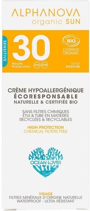 Actual product image Alphanova SUN cream organic hypoallergenic SPF30+ without perfume cream (Suntan cream, SPF 30, 50 ml, 500 g)