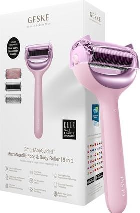 Actual product image Konjac Sponge Roller do mezoterapii igłowej twarzy i ciała 9w1 Geske z Aplikacja (różowy)