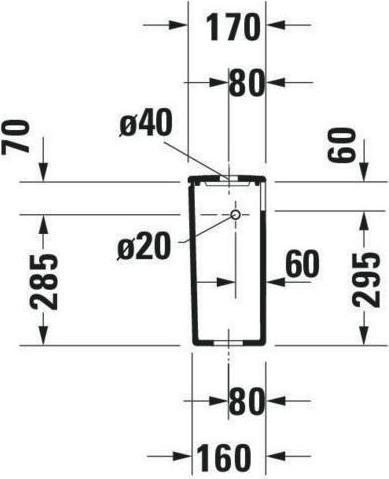 Actual product image Duravit Cistern DURASTYLE 390x170mm, connection right/left white
