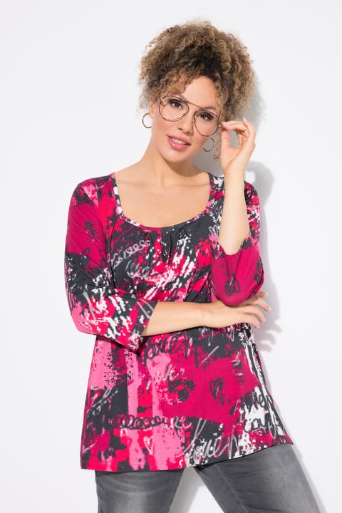 Produktbild Ulla Popken Shirt, A-Linie, Zierfalten, Carree-Ausschnitt, 3/4-Arm (46, 48)