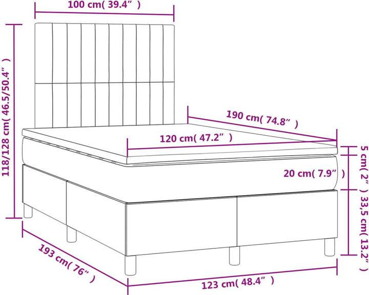 Produktbild vidaXL Boxspringbett (120 x 190 cm)
