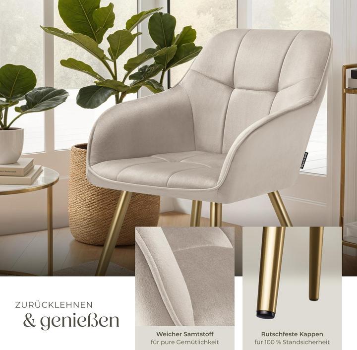 Actual product image tectake chair Marilyn, velvet look, quilted