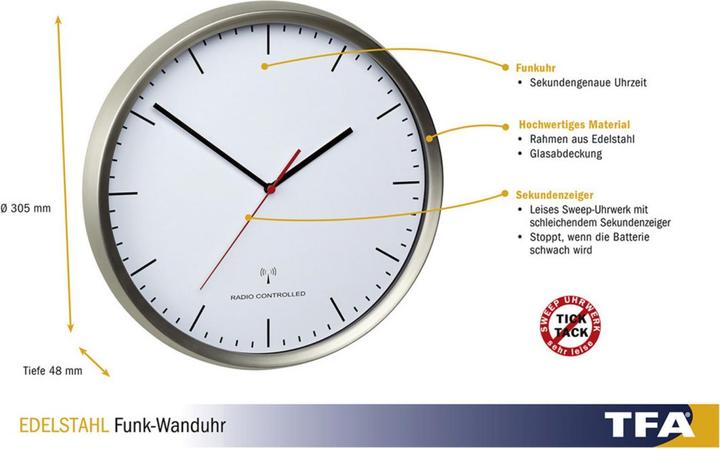 Produktbild TFA Funk-Wanduhr (30.50 cm)