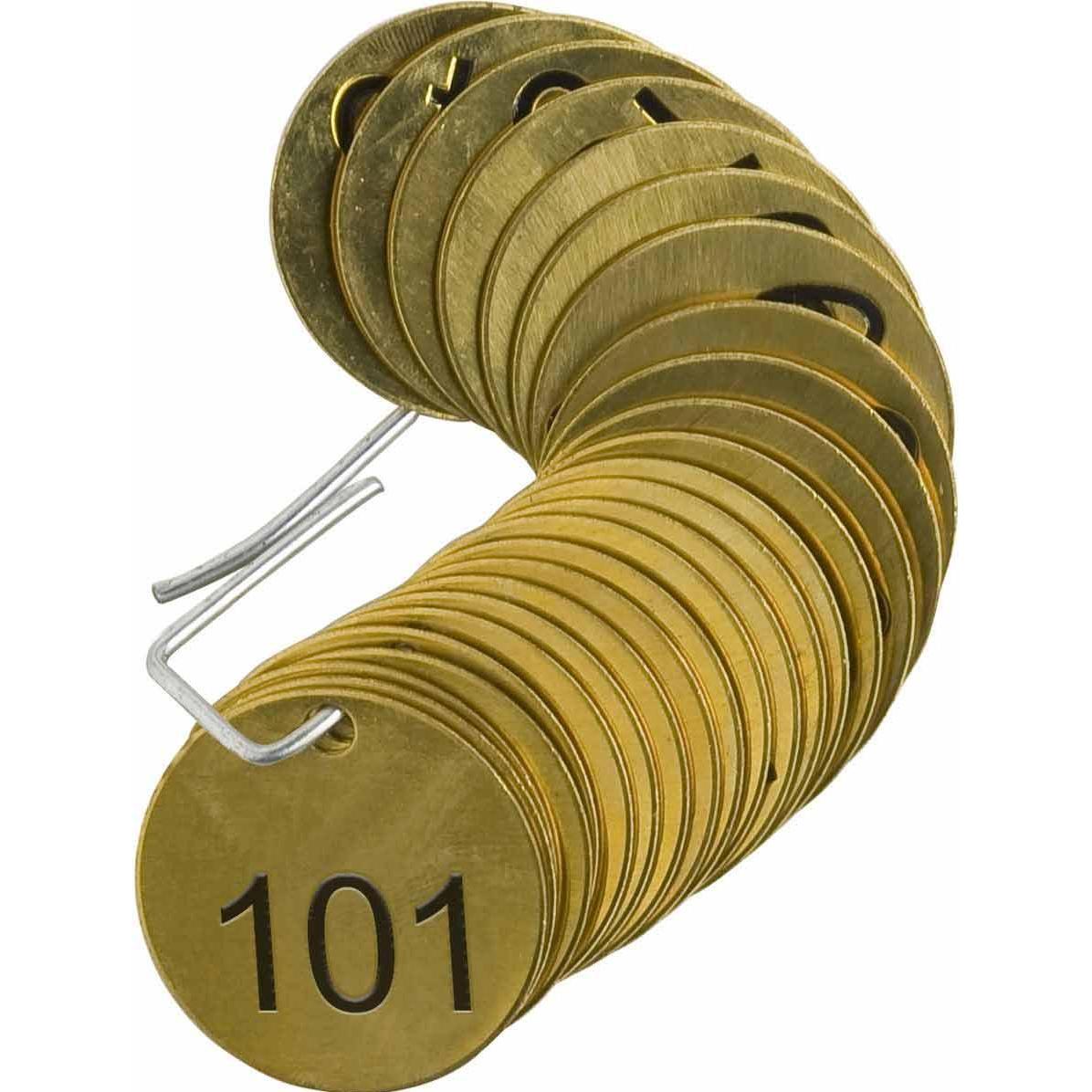 Brady B-907, Ventilanhänger, geprägtes Messing, Durchmesser 38.10 mm, fortlaufende Nummerierung (1 (23204)