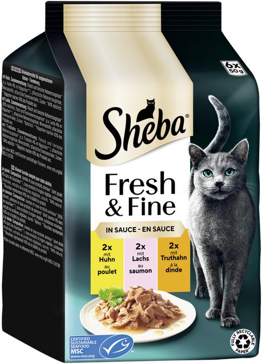 SHEBA Katzenfutter Fresh & Fine 12x50g - Mit Rind, Huhn Und Lamm In Sauce