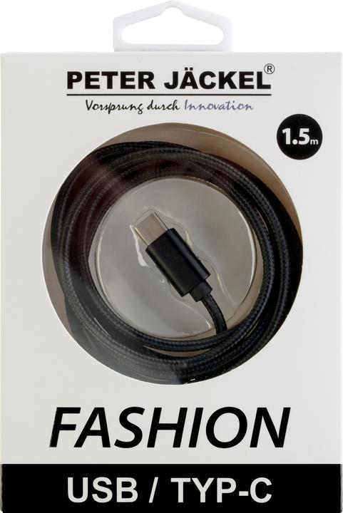 Actual product image Peter Jäckel FASHION 1.5m USB Data Cable Black Type-C USB with sync and charge function (1.50 m, USB 2.0)