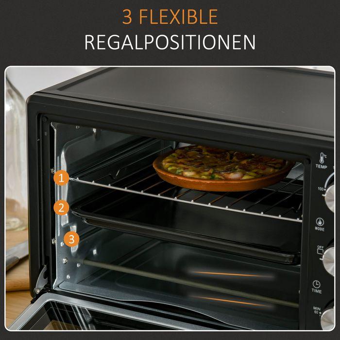 Actual product image Swisshandel24 Mini oven 21L with 1 wire rack and 1 baking tray 3 cooking modes 100°C-230°C 1400W Metal Stainless