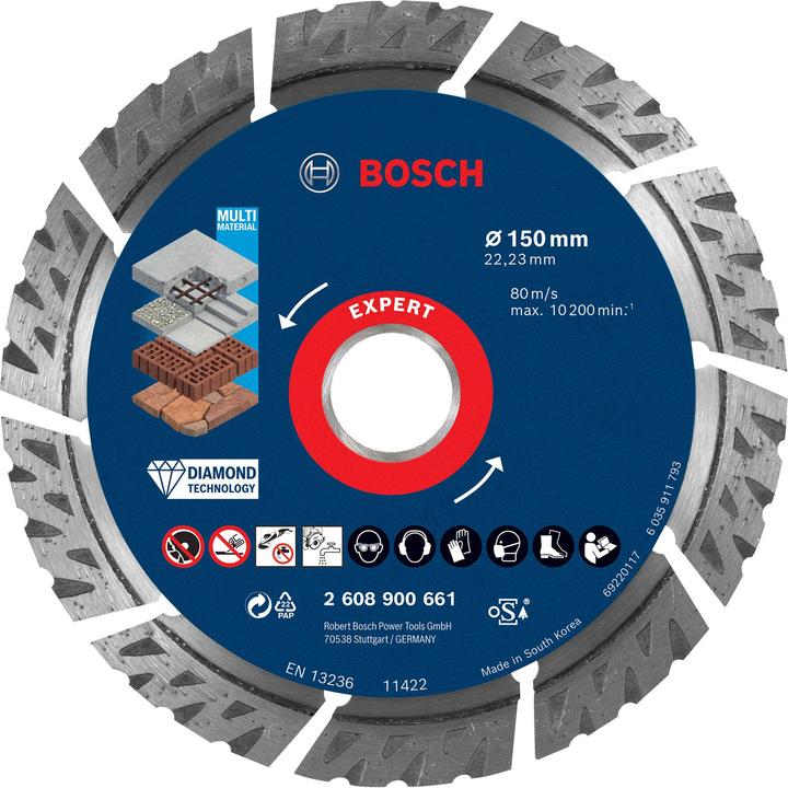 Immagine prodotto Bosch Professional Zubehör Dischi da taglio diamantati Expert MultiMaterial, 150 x 22,23 x 2,4 x 12 mm