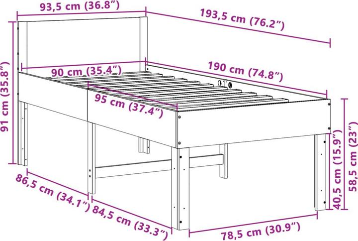 Image du produit vidaXL Bettgestell (90 x 190 cm)