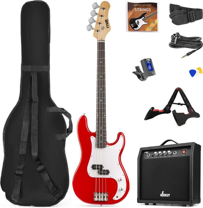 Max GigKit basse électrique rouge (Basse électrique, Érable, Tilleul)