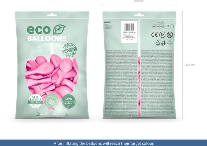Actual product image Partydeco Eco balloons 30 cm pastel, pink (1 pck.) (100 x)