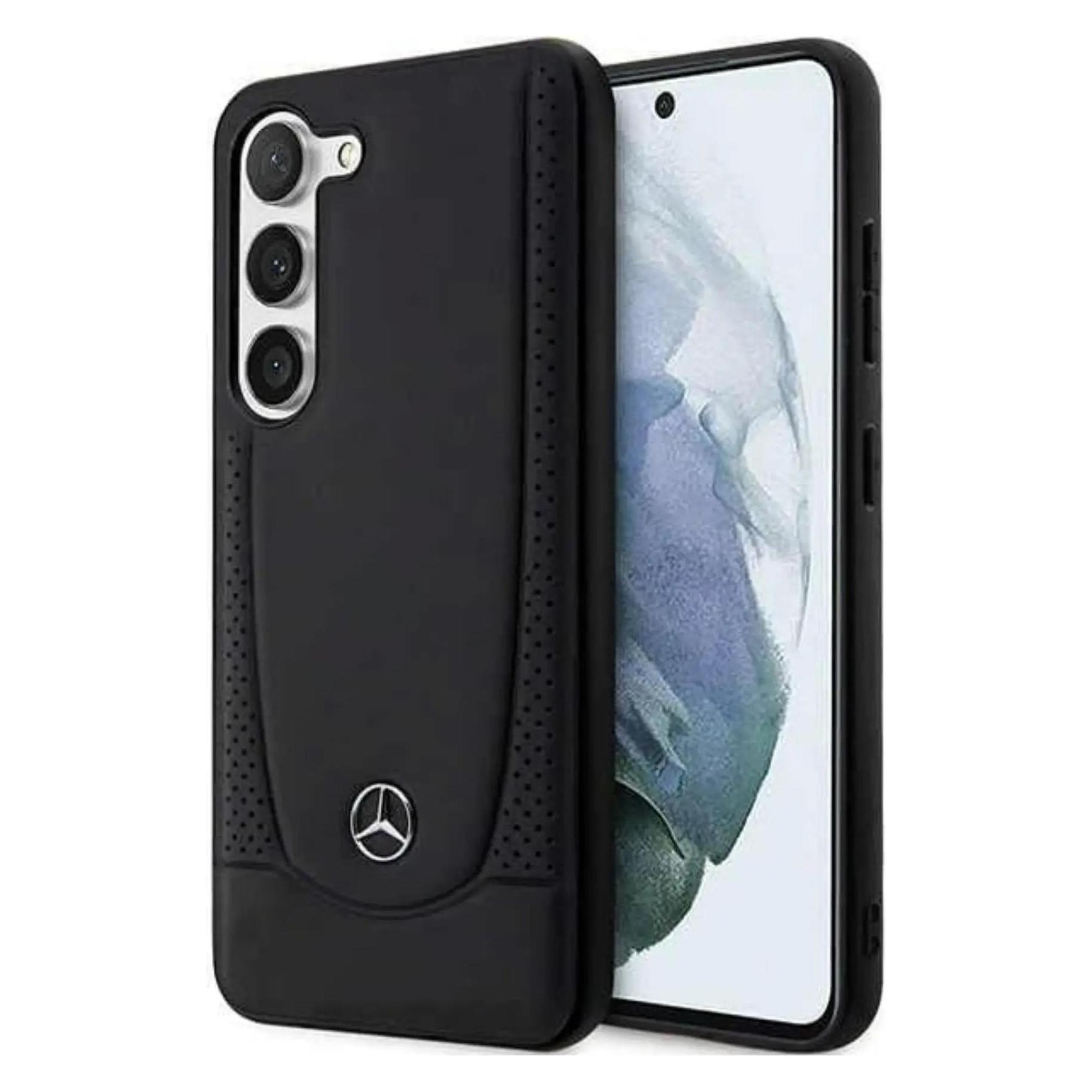 Mercedes MEHCS23SARMBK S23 S911 Czarny/black Hardcase Leather Urban (Samsung Galaxy S23), Smartphone Hülle, Schwarz