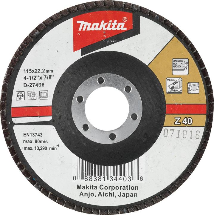 Actual product image Makita Flap disc 115mm Z40 (Z40)